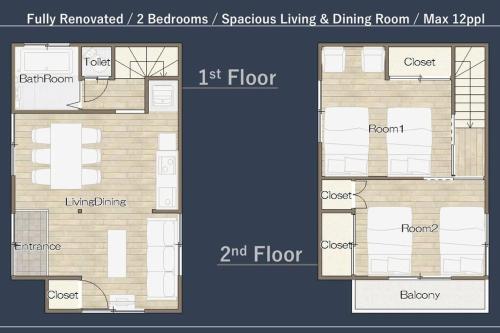 a floor plan of a house with at TOMARIE Horikiri Residential Suite in Tokyo