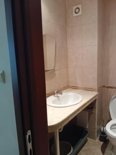 a bathroom with a sink and a toilet at Panorama Vigo Nesebar in Nesebar