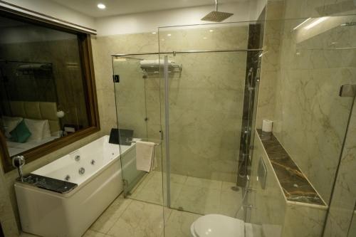 Koupelna v ubytování Hotel Krinoscco