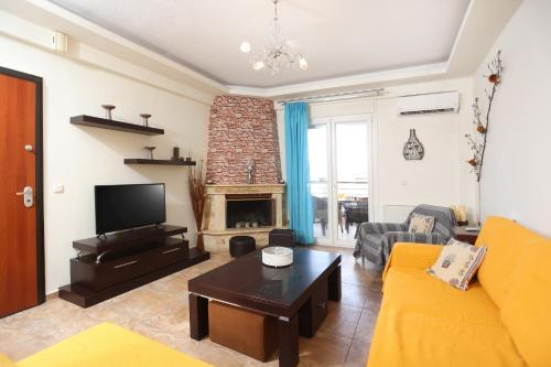 Et opholdsområde på Zen Apartment - 2 min walk to Beach, Central Hanioti