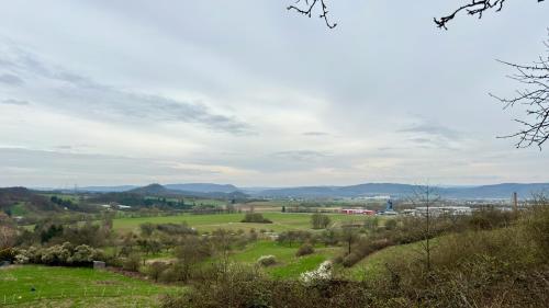 a view of a field with mountains in the distance at Neue Wohnung für 4 Küche Terrasse in Wittlich