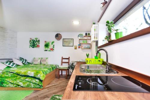 Dapur atau dapur kecil di Green cottage Baredi, Izola, Slovenia