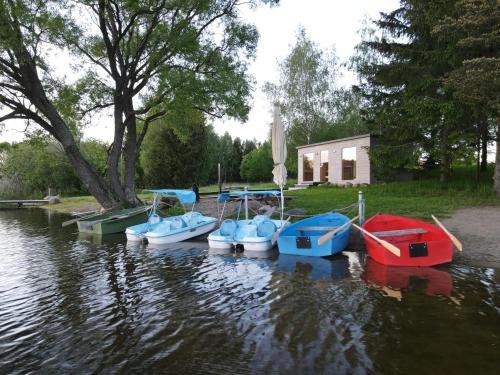 a group of boats sitting in the water at Highland Warmia - Gospodarstwo agroturystyczne in Jeziorany