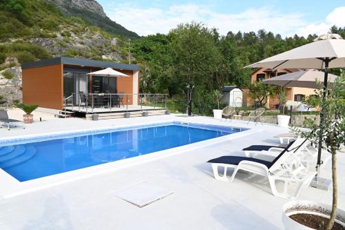a villa with a swimming pool and a house at Villa Krivokapic in Trebinje