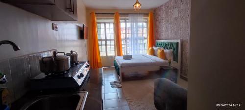 Η κουζίνα ή μικρή κουζίνα στο Sunny studio chic comfort near UN