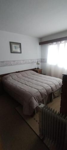a large bed in a room with a window at Aconcagua Departamento in Los Penitentes