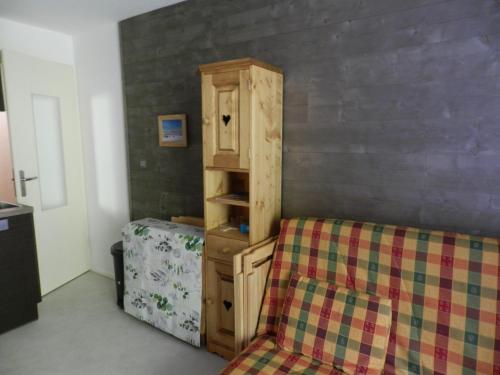 Ένα ή περισσότερα κρεβάτια σε δωμάτιο στο Studio 3 pers, face pistes, balcon, Le Pleynet - FR-1-557A-57