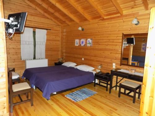 a bedroom with a bed and a desk at Alagonia Country Homes in Alagonía