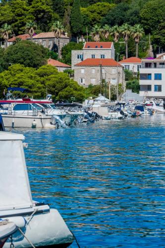 a view of a harbor with boats in the water at Heritage Villa Baković in Dubrovnik