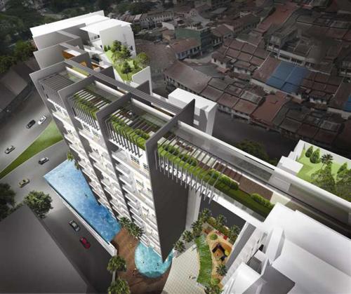 a rendering of a large white building with a pool at The Majestic Imperial Tower Premium Suite - Ipoh in Ipoh
