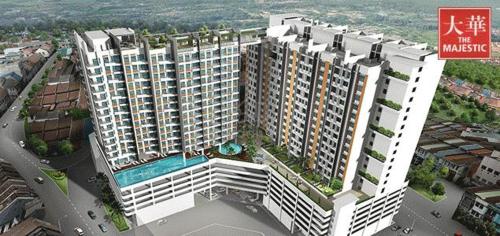 an aerial view of a large building with a pool at The Majestic Imperial Tower Premium Suite - Ipoh in Ipoh