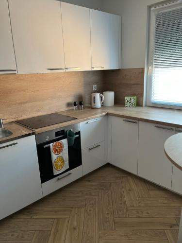 Apartament 55 z miejscem w garażuにあるキッチンまたは簡易キッチン