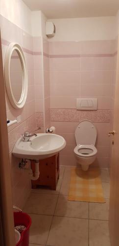 a bathroom with a sink and a toilet at Casa Alessio in Sicina