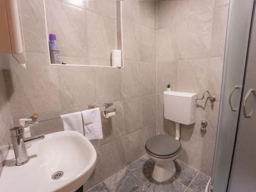 a bathroom with a toilet and a sink at Apartmani Maria - Studio 2 in Vantačići
