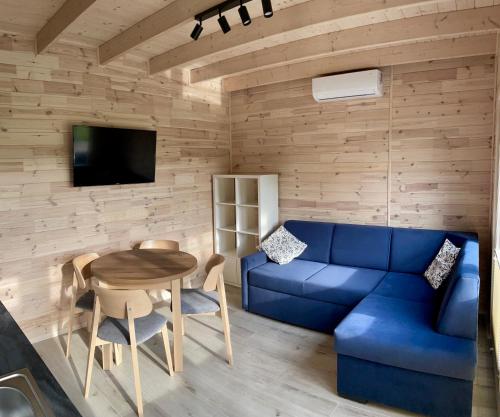 TV a/nebo společenská místnost v ubytování A Morze Domki- Podgrzewany basen, całoroczne klimatyzowane domki, parking