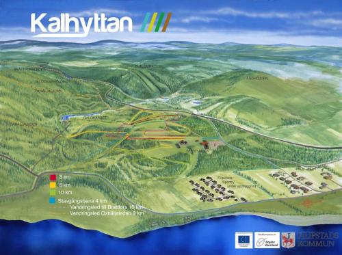 a map of kalamathiathi resort on the island at Høystandard feriehytte, Utendørs boblebad, sauna in Filipstad