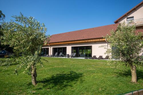 two trees in the yard of a house at Logis Hôtel Le Régal & Spa in Saint Die