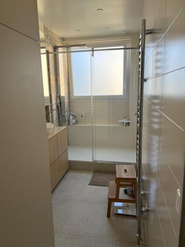 une salle de bain avec une douche, des toilettes et un lavabo dans l'établissement Magnifique appartement Terrasse Paris, à Paris