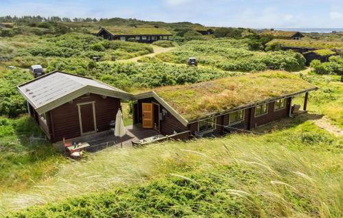 a house with a grass roof on top of a field at 2 Bedroom Lovely Home In Saltum in Saltum