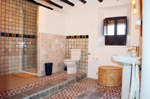 a bathroom with a toilet and a sink at Cortijo La Cañada in Zambra