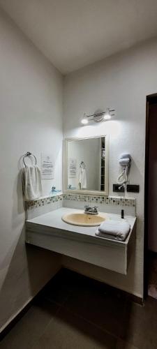 a bathroom with a sink and a mirror at Doña Adelina House in Ciudad Valles