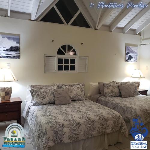 a bedroom with two beds and a window at 21 Plantations Paradise in Lowlands