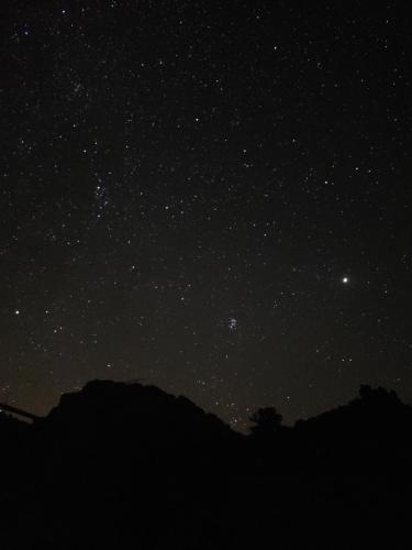 a starry night with the milky way in the sky at Chliara apartments by Tzalas in Skala Eresou