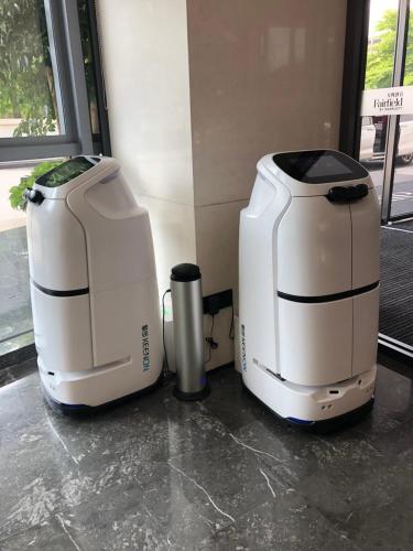 two coffeemakers sitting on a counter in a room at Fairfield by Marriott Guangzhou Konggang in Guangzhou