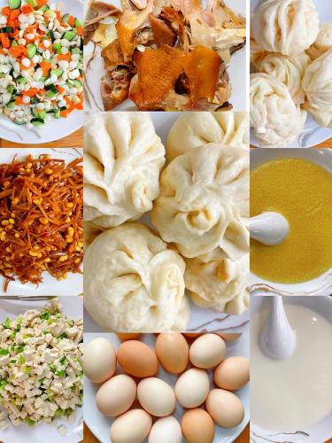 a collage of different pictures of food and ingredients at 古北御尚精品民宿Gubeiyushang in Gubeikou