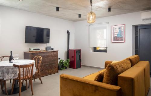 a living room with a couch and a table and a television at Villa Giorgio Jursici in Svetvinčenat