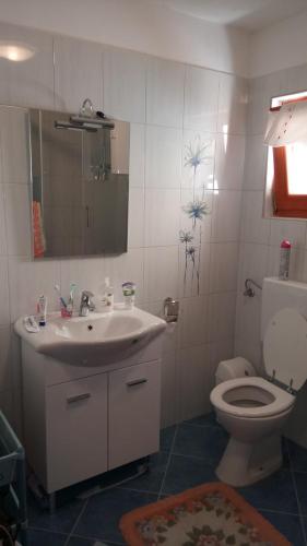 a bathroom with a sink and a toilet at apartman Luisiana in Lukovdol