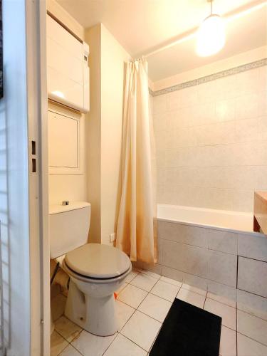 une salle de bain avec toilettes et baignoire dans l'établissement Rue Nocard - Paris 7, à Paris