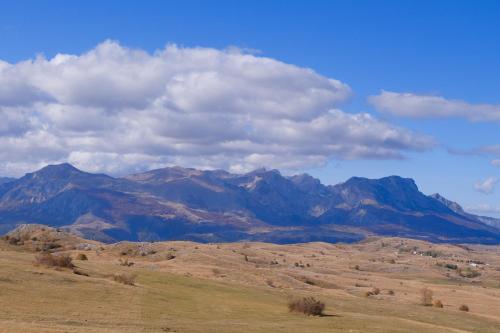 a view of a field with mountains in the background at 4NORTH Apartment17 in Pluzine