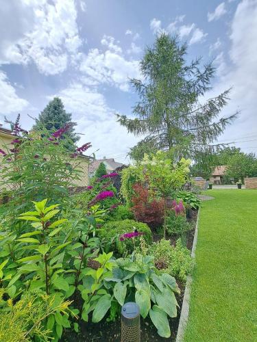 a garden with many different types of plants at Vila Harmónia in Turčianske Teplice