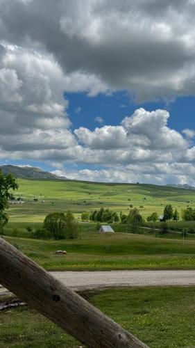 a wooden fence in a field with green grass at 4NORTH Apartment17 in Pluzine