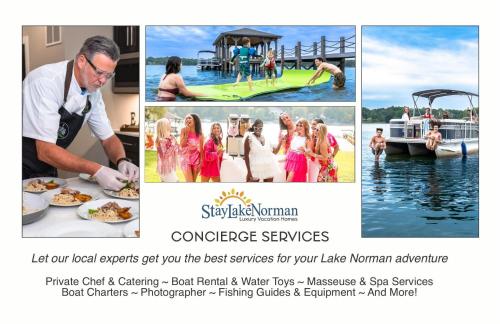 a collage of photos of a man preparing food at Elysian Shores w/Heated Pool & Optional Boat Rental in Mooresville