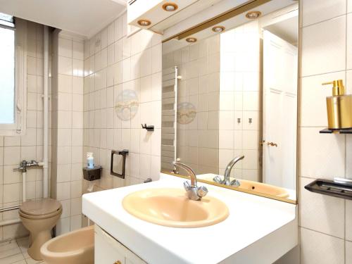 une salle de bain avec un lavabo et des toilettes dans l'établissement Avenue Franklin Roosevelt - Paris 8, à Paris