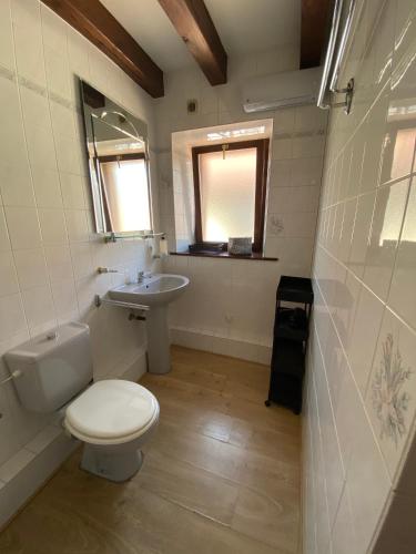 a bathroom with a toilet and a sink at Relais du Dompeter in Molsheim