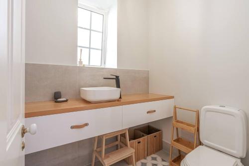 a bathroom with a sink and a toilet at Villa Carvalhal in Funchal