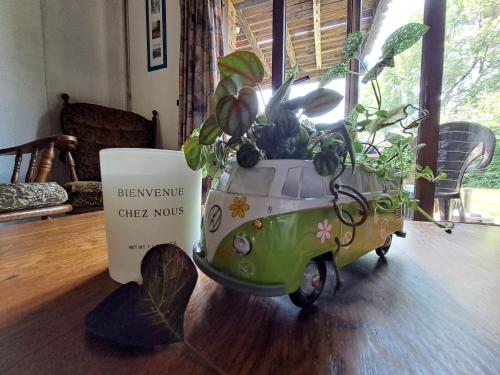 a small green vase with plants in it at Gîte Filly 4A1 - 4 pers. in Nadrin