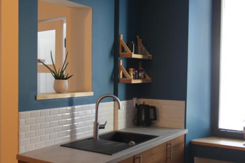 Η κουζίνα ή μικρή κουζίνα στο Comfortable Village Apartment in Barbieres with access to large garden with beautiful views