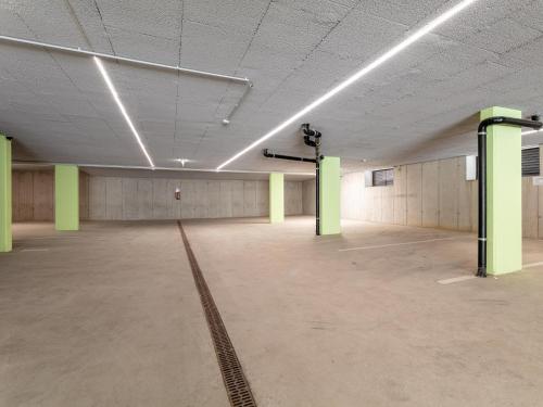 an empty room with green columns in a building at Apart33 Top 1-33 Penthouse in Haus im Ennstal
