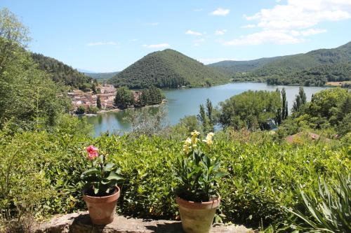 a view of a lake from a mountain at Villa Orio Lake Piediluco in Piediluco