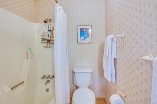 a bathroom with a toilet and a tub and a sink at Spacious Home with Porch, 4 Mi to Downtown Clemson! in Central