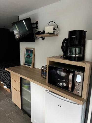 - un four micro-ondes dans la chambre dans l'établissement Studio 4 personnes, à Mont-Dol