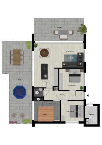 a floor plan of a house at Design bungalow met wellness in parkbos in Giethmen
