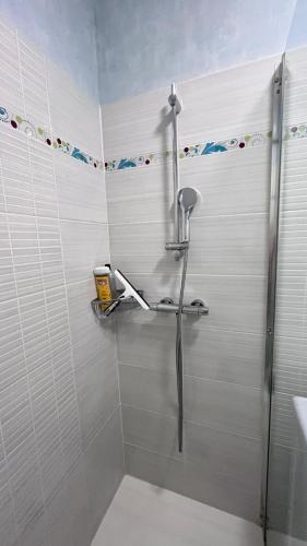 une cabine de douche dans une salle de bain avec toilettes dans l'établissement Appartement climatisé avec parking à Albi, à Albi