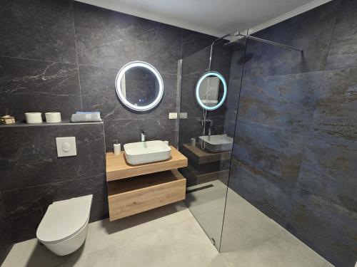 KasaliにあるVilla Amnis Imotski Makarskaのバスルーム(洗面台、トイレ、鏡付)