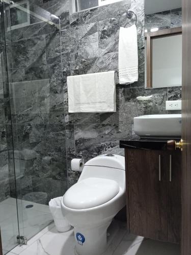 Koupelna v ubytování Suites+Arte