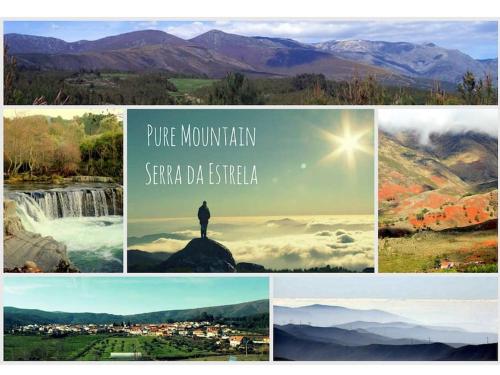 a collage of pictures of a person standing on a mountain at Pure Mountain - Serra da Estrela in Erada